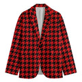 Red And Black Houndstooth Pattern Print Men's Blazer