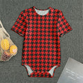 Red And Black Houndstooth Pattern Print Men's Bodysuit