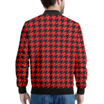 Red And Black Houndstooth Pattern Print Men's Bomber Jacket
