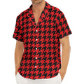 Red And Black Houndstooth Pattern Print Men's Deep V-Neck Shirt