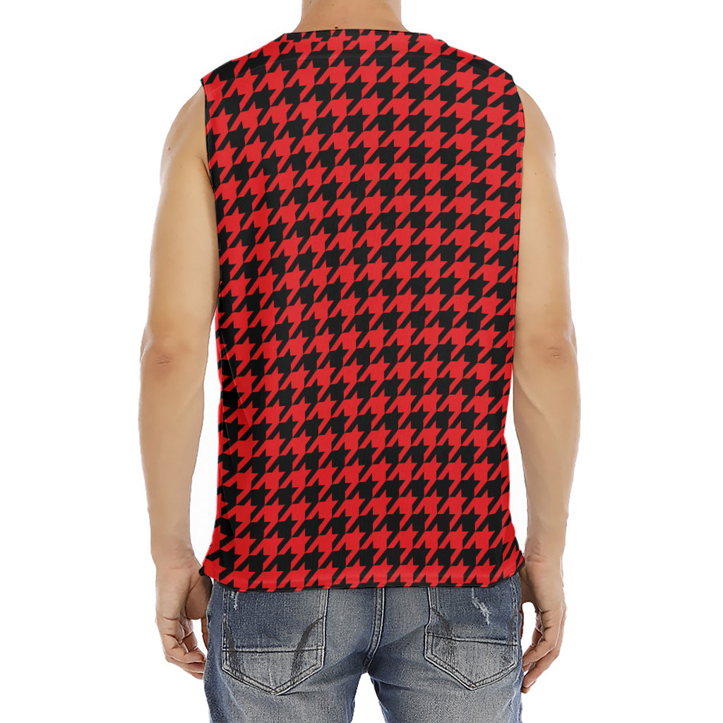 Red And Black Houndstooth Pattern Print Men's Fitness Tank Top
