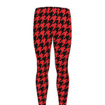 Red And Black Houndstooth Pattern Print Men's leggings