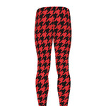Red And Black Houndstooth Pattern Print Men's leggings