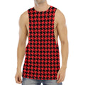 Red And Black Houndstooth Pattern Print Men's Muscle Tank Top