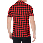 Red And Black Houndstooth Pattern Print Men's Shirt