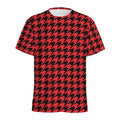Red And Black Houndstooth Pattern Print Men's Athletic T-Shirt