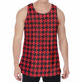 Red And Black Houndstooth Pattern Print Men's Velvet Tank Top