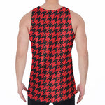 Red And Black Houndstooth Pattern Print Men's Velvet Tank Top
