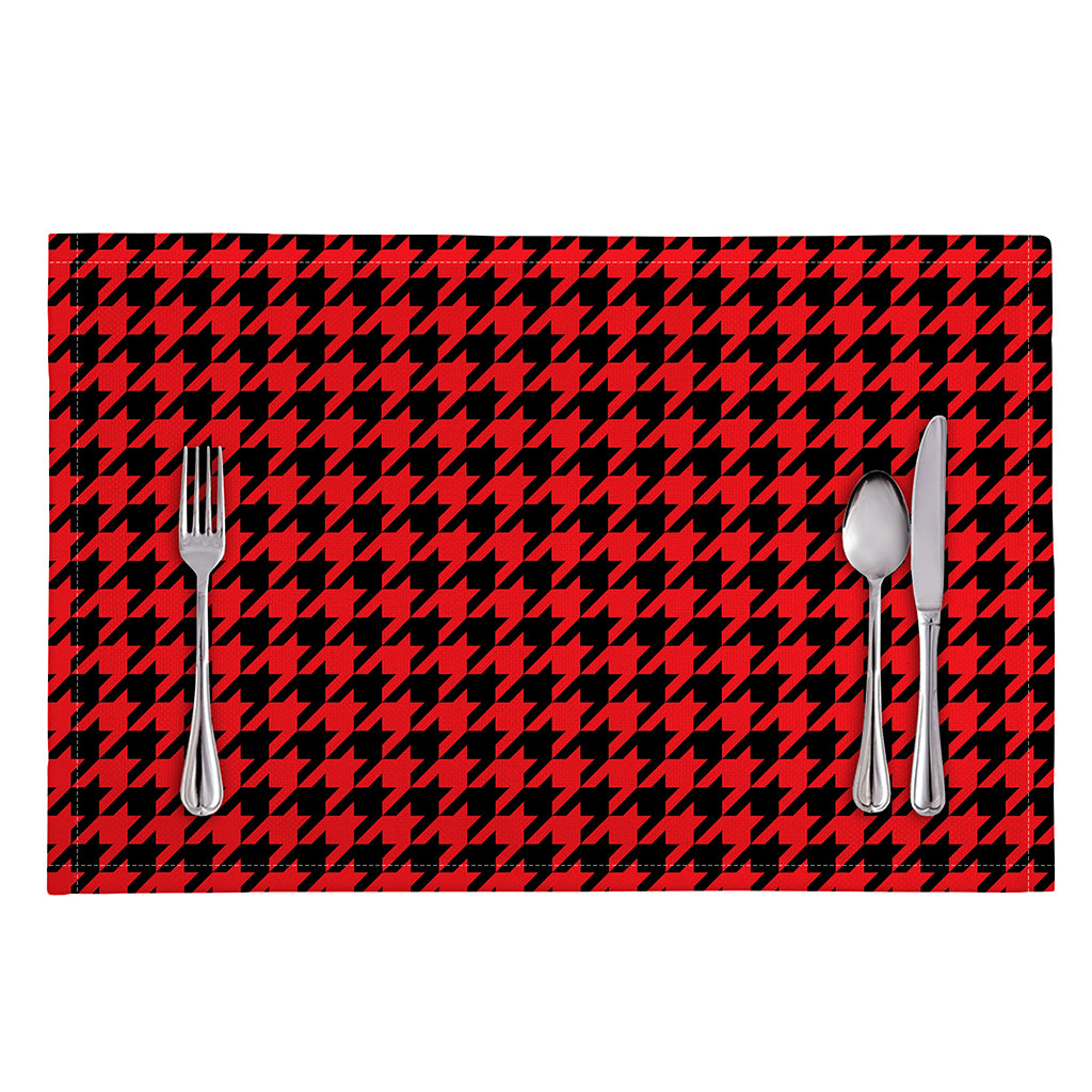 Red And Black Houndstooth Pattern Print Placemat