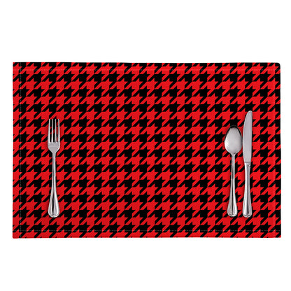 Red And Black Houndstooth Pattern Print Placemat