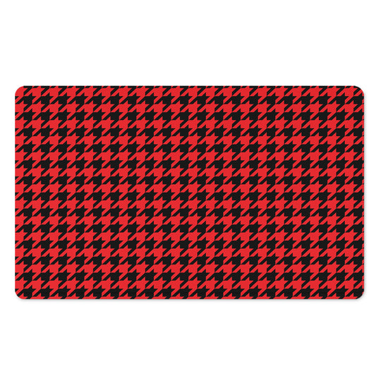 Red And Black Houndstooth Pattern Print Polyester Doormat