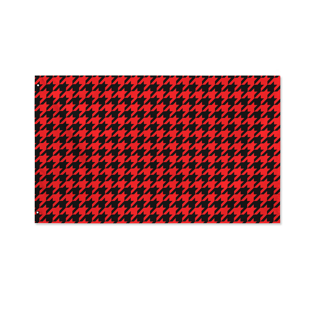 Red And Black Houndstooth Pattern Print Polyester Flag