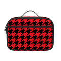 Red And Black Houndstooth Pattern Print Portable Lunch Bag