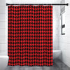 Red And Black Houndstooth Pattern Print Premium Shower Curtain