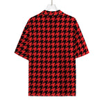 Red And Black Houndstooth Pattern Print Rayon Hawaiian Shirt