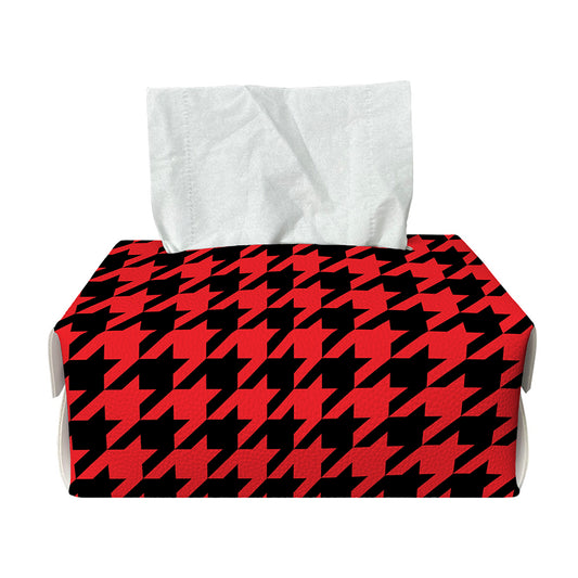 Red And Black Houndstooth Pattern Print Rectangle Tissue Box Cover