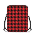 Red And Black Houndstooth Pattern Print Rectangular Crossbody Bag