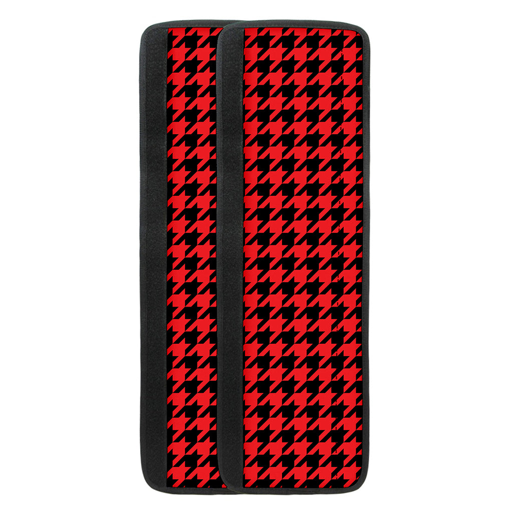 Red And Black Houndstooth Pattern Print Refrigerator Handle Covers