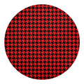 Red And Black Houndstooth Pattern Print Round Blanket