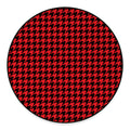 Red And Black Houndstooth Pattern Print Round Floor Mat