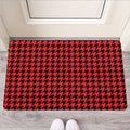 Red And Black Houndstooth Pattern Print Rubber Doormat