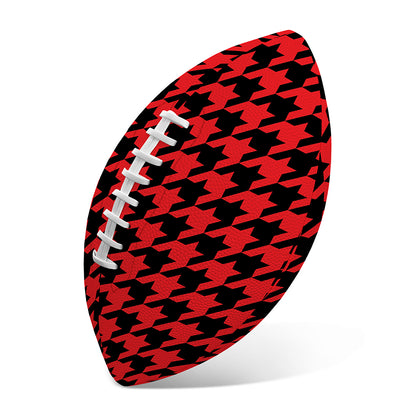 Red And Black Houndstooth Pattern Print Rugby Ball