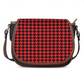 Red And Black Houndstooth Pattern Print Saddle Bag