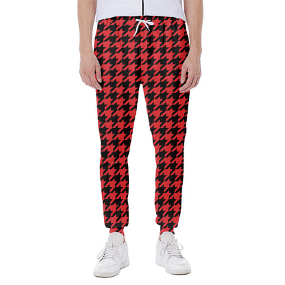 Red And Black Houndstooth Pattern Print Scuba Joggers