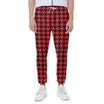 Red And Black Houndstooth Pattern Print Scuba Joggers