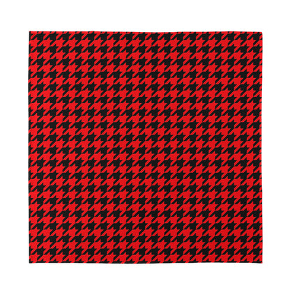 Red And Black Houndstooth Pattern Print Silk Bandana