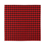 Red And Black Houndstooth Pattern Print Silk Bandana