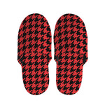 Red And Black Houndstooth Pattern Print Slippers