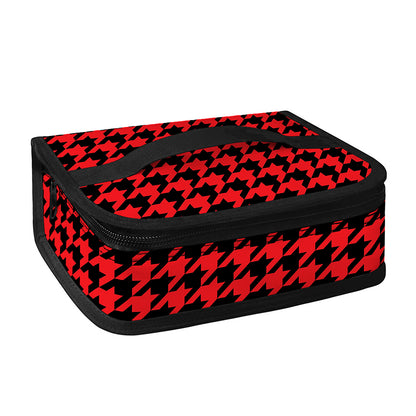 Red And Black Houndstooth Pattern Print Small Lunch Bag