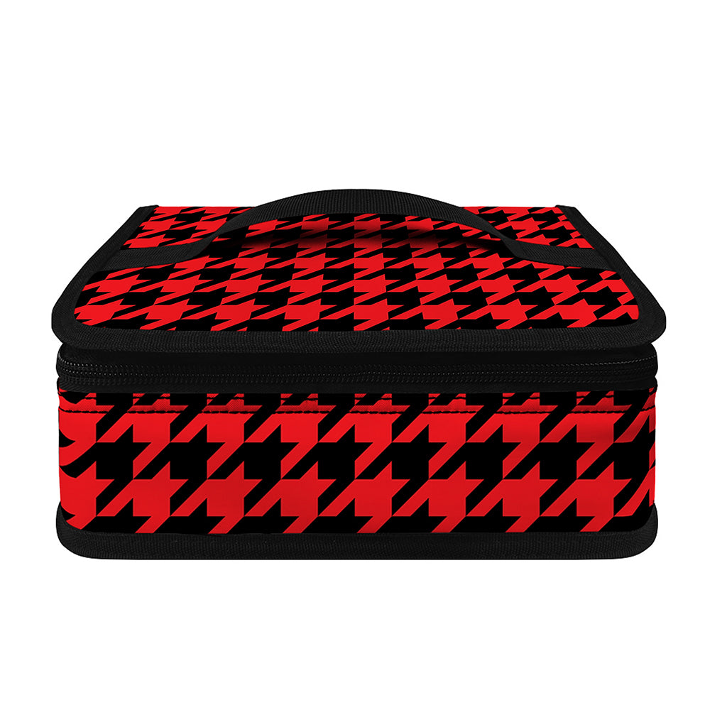 Red And Black Houndstooth Pattern Print Small Lunch Bag
