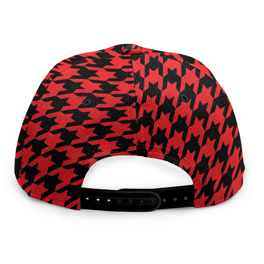 Red And Black Houndstooth Pattern Print Snapback Cap