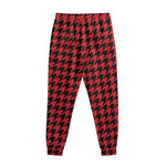 Red And Black Houndstooth Pattern Print Sweatpants