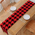 Red And Black Houndstooth Pattern Print Table Runner
