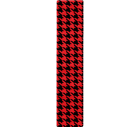 Red And Black Houndstooth Pattern Print Table Runner