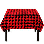 Red And Black Houndstooth Pattern Print Tablecloth