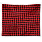 Red And Black Houndstooth Pattern Print Tapestry
