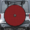 Red And Black Houndstooth Pattern Print Tire Cover With Camera Hole