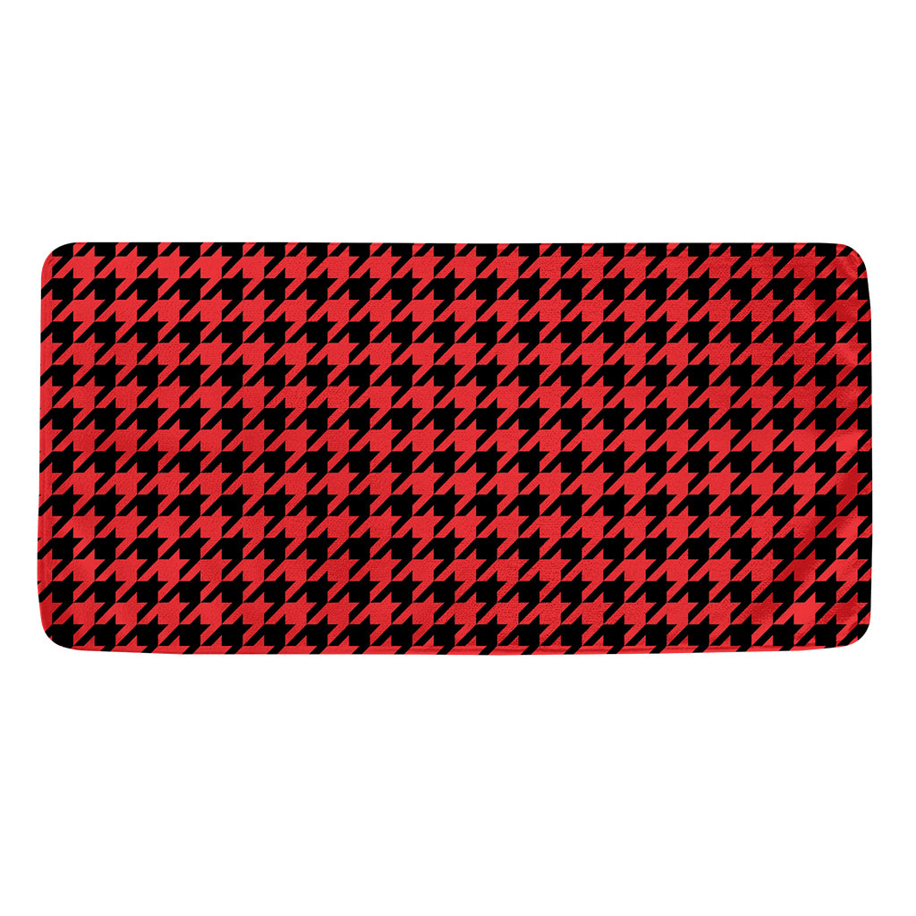 Red And Black Houndstooth Pattern Print Towel