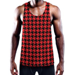 Red And Black Houndstooth Pattern Print Training Tank Top