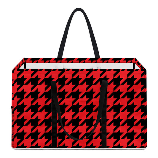 Red And Black Houndstooth Pattern Print Utility Tote Bag