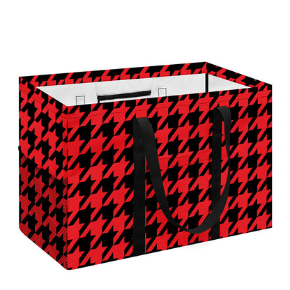 Red And Black Houndstooth Pattern Print Utility Tote Bag