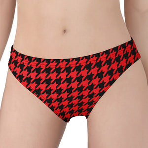 Red And Black Houndstooth Pattern Print Women's Panties