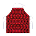 Red And Black Japanese Pattern Print Adjustable Apron