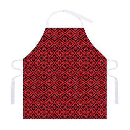 Red And Black Japanese Pattern Print Adjustable Apron