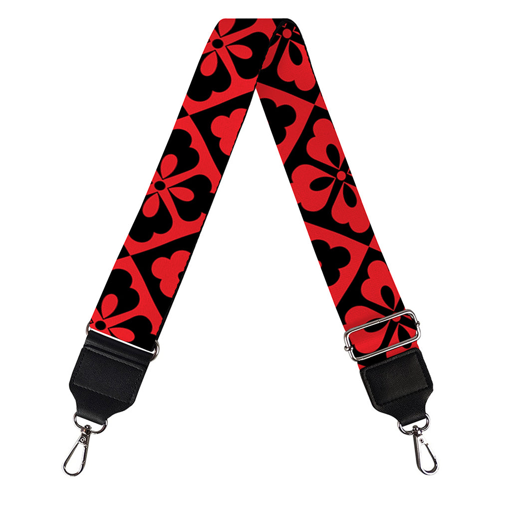 Red And Black Japanese Pattern Print Bag Strap