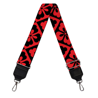 Red And Black Japanese Pattern Print Bag Strap